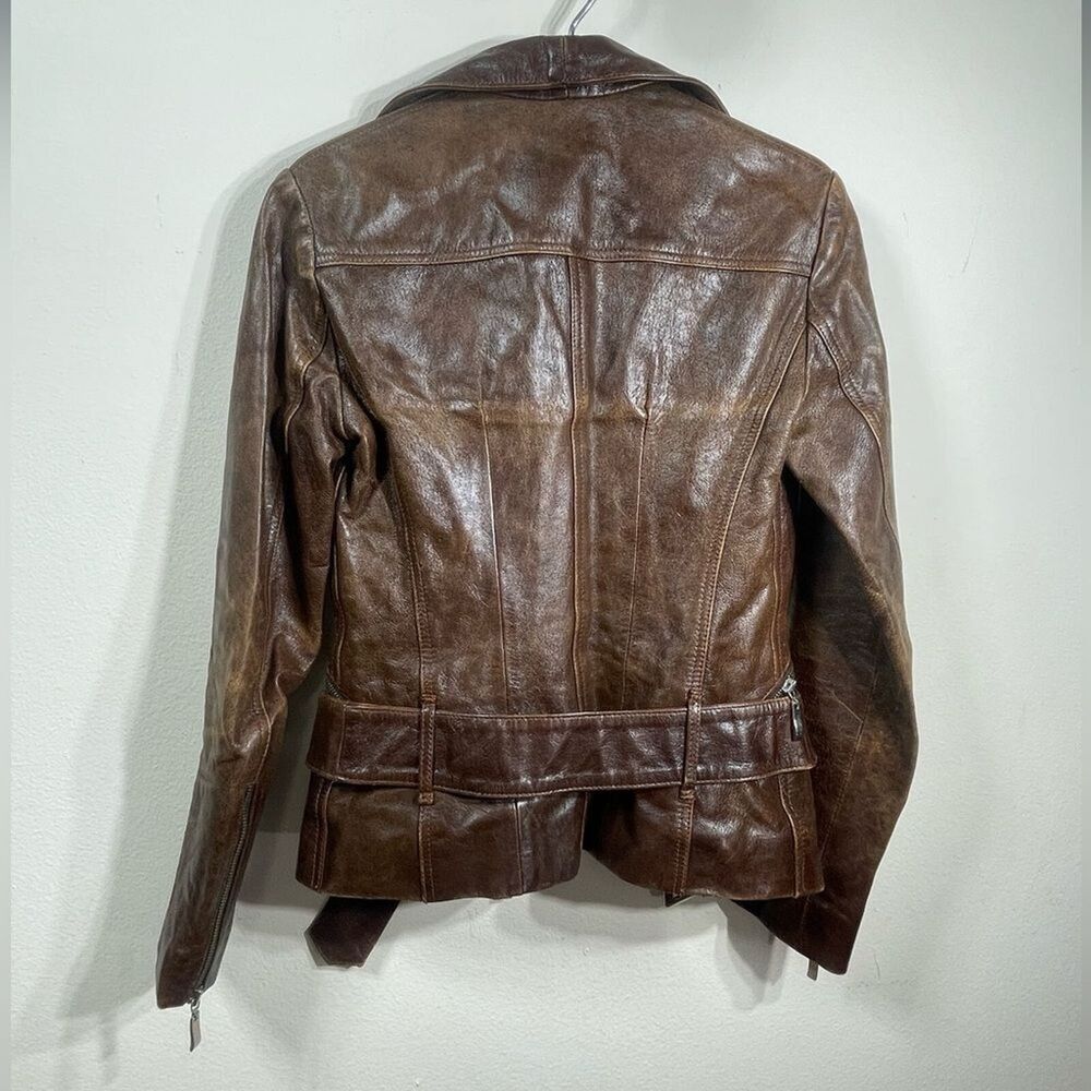 (P1) Ashwood Vintage Y2K Multi-Pocket Biker Leather Jacket Size S - Picture 2 of 16
